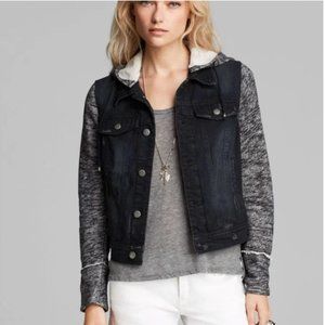 Black Denim Jacket With Hood 